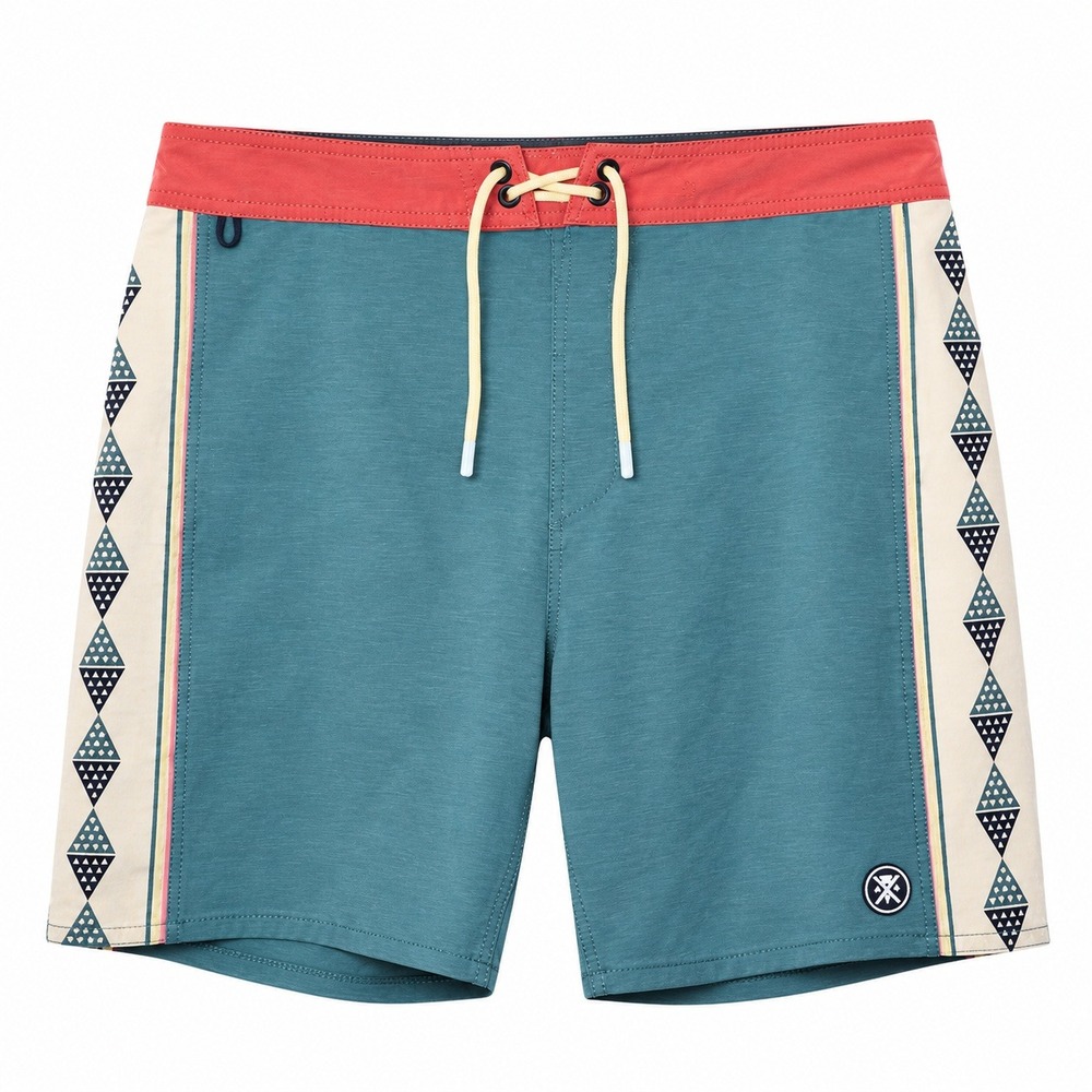 Roark The Passage Boardshorts Mens 38 Blue Red Geometric Trim Swim Trunks